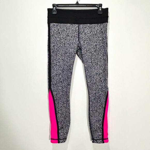 LULULEMON Pace Cropped Tight/Leggings in Static White Black/Raspberry Size 6 - Picture 1 of 6